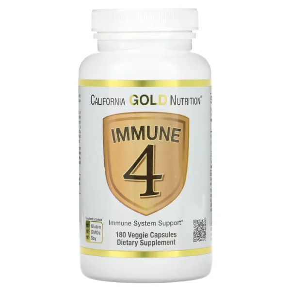 Підтримка імунної системи, Immune 4, California Gold Nutrition, 180 вегетаріанських капсул