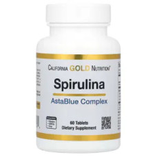 Спирулина, Spirulina AstaBlue Complex California Gold Nutrition, 60 веганских таблеток