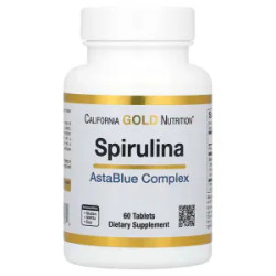 Спіруліна, Spirulina AstaBlue Complex California Gold Nutrition, 60 веганських таблеток