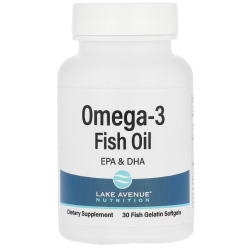 Омега-3 рыбий жир 1250 мг, Omega-3 Fish Oil Lake Avenue Nutrition, 30 капсул из рыбьего желатина