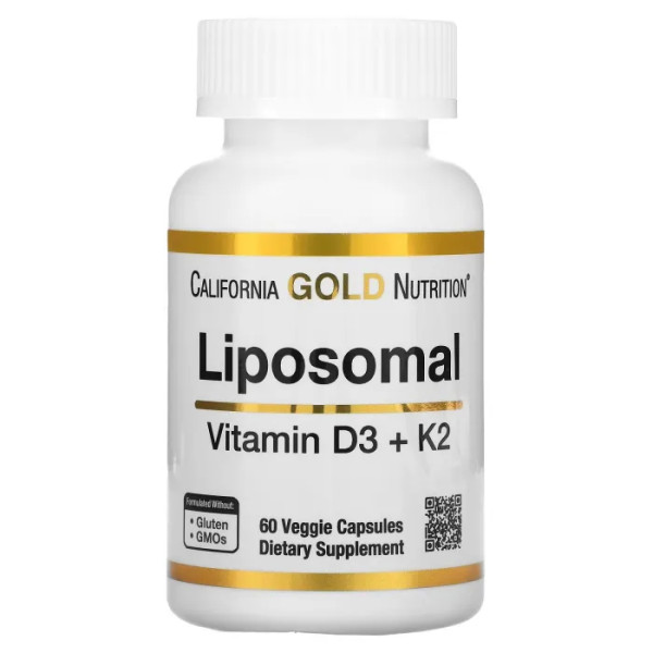Ліпосомальний вітамін K2+D3, Liposomal Vitamin K2+D3, California Gold Nutrition, 60 капсул