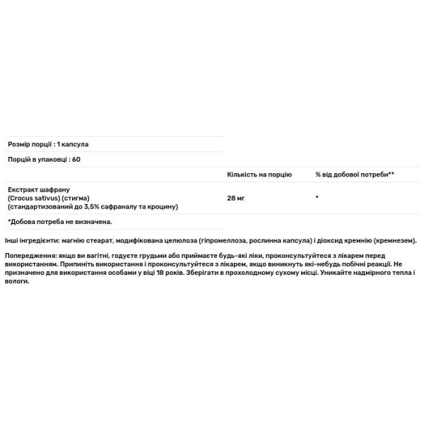 Екстракт шафрану з афроном, Saffron Extract with Affron, California Gold Nutrition, 28 мг, 60 капсул