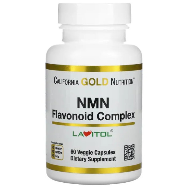 Нікотинамід мононуклеотид з флавоноїдним комплексом, NMN, California Gold Nutrition, 60 вегетаріанських капсул