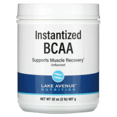 BCAA, Lake Avenue Nutrition Instantized BCAA Powder, быстрорастворимый порошок, без добавок, 907 г