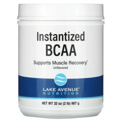 BCAA, Lake Avenue Nutrition Instantized BCAA Powder, быстрорастворимый порошок, без добавок, 907 г