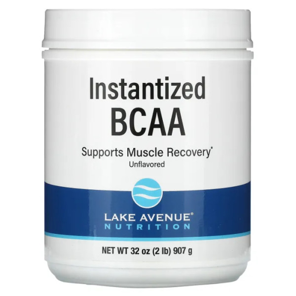 BCAA, Instantized BCAA Powder, Lake Avenue Nutrition, швидкорозчинний порошок, без добавок, 907 г