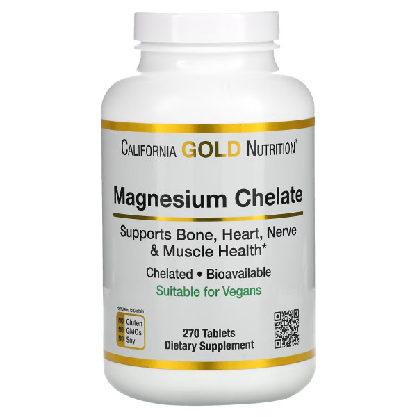 Магній хелат, Magnesium Chelate, California Gold Nutrition, 210 мг, 270 таблеток