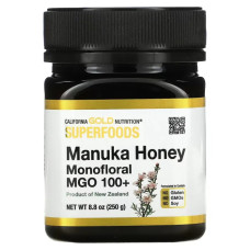 Мед манука MGO 100+, одноквітковий, California Gold Nutrition SUPERFOODS Manuka Honey, 250 г