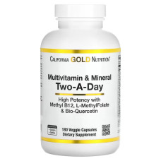 Мультивітаміни та мінерали 2 на день, California Gold Nutrition Two-A-Day Multivitamin and Mineral, 180 капсул