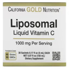 Липосомальный витамин C жидкий, без вкуса 1000 мг Liposomal Vitamin C California Gold Nutrition, 30 пакетиков по 5 мл