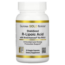 R ліпоєва кислота, стабілізована, California Gold Nutrition R-Lipoic Acid, 30 вегетаріанських капсул