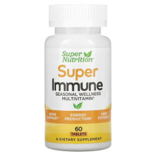 Мультивитамины для иммунитета, сезонное оздоровление, Super Nutrition Super Immune, 60 таблеток