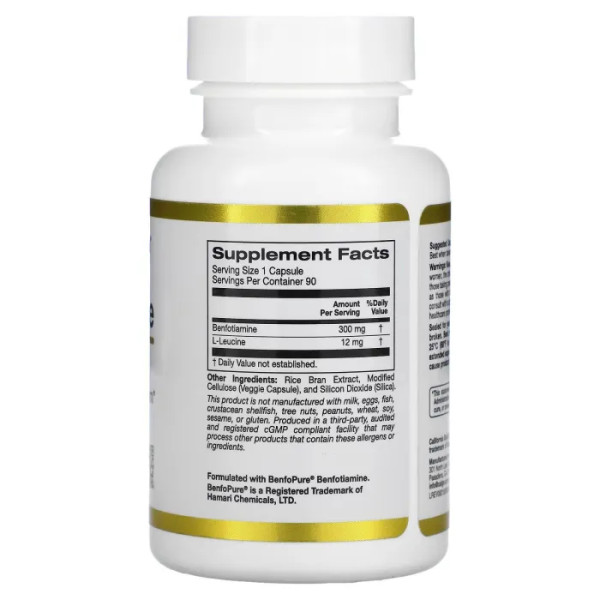 Бенфотіамін, Benfotiamine, California Gold Nutrition, 300 мг, 90 капсул