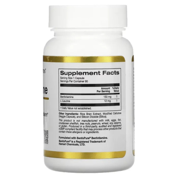 Бенфотіамін, Benfotiamine, California Gold Nutrition, 150 мг, 90 капсул