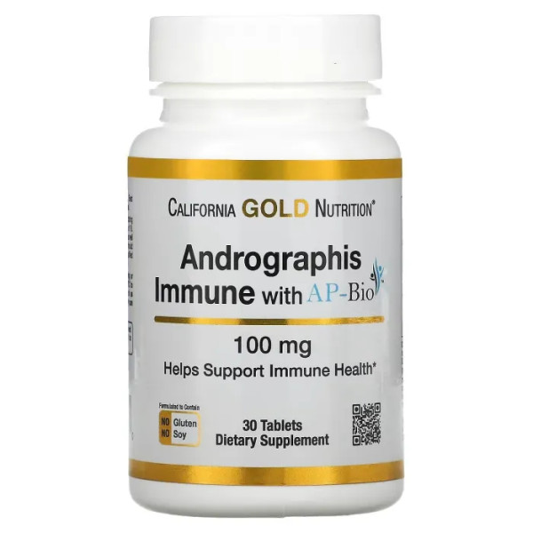 Андрографіс для імунітету з AP-BIO, Andrographis Immune, California Gold Nutrition, 100 мг, 30 таблеток