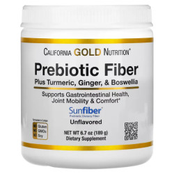 Пребіотична клітковина, з куркумою імбиром та босвелією, California Gold Nutrition Prebiotic Fiber Plus Turmeric Ginger Boswellia, 189 г