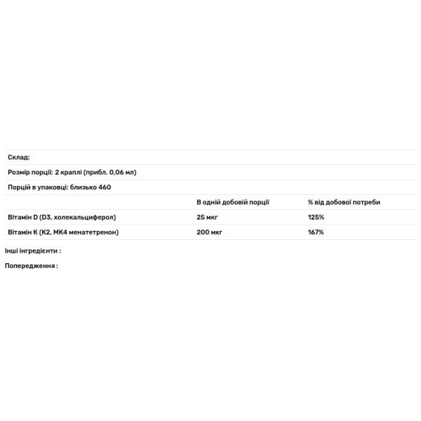 Вітаміни D3 та K2, Vitamin D3 + K2, California Gold Nutrition, 25 мкг (1000 МО), 30 мл