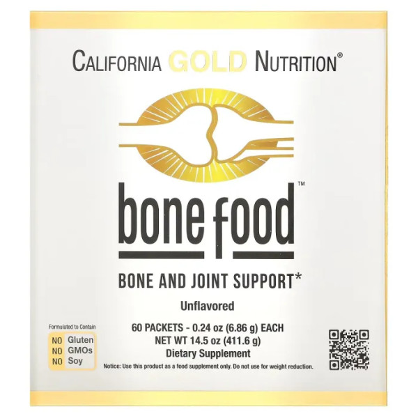 Формула для підтримки здоров'я кісток, Bone Food, California Gold Nutrition, 60 пакетиків (6.83 г кожний)