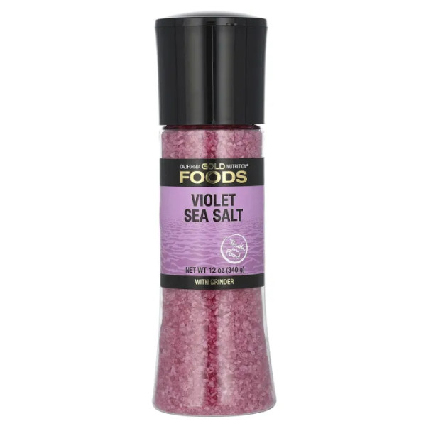 Морська сіль фіолетова, Violet Sea Salt Grinder, California Gold Nutrition, у млині, 340 г