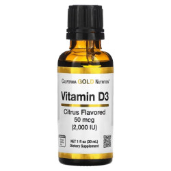 Витамин D3 2000 МЕ, вкус цитруса, California Gold Nutrition Vitamin D3, 30 мл