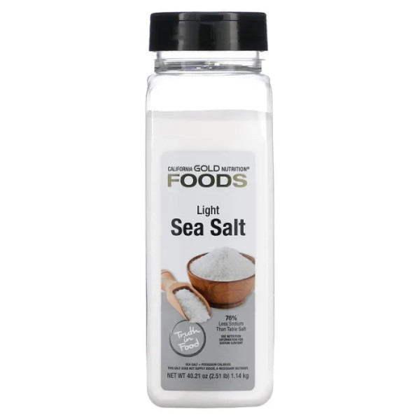 Морська сіль легка, Light Sea Salt, FOODS, California Gold Nutrition, 1,14 кг