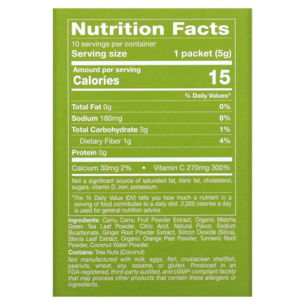 Чай матчу та вітамін С, Matcha + Vitamin C - Citrus Ginger, MATCHA ROAD, California Gold Nutrition, зі смаком імбиру та цитрусу, 10 пакетиків