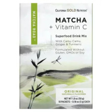 Чай матчу + вітамін C, оригінальний, Matcha + Vitamin C - Original MATCHA ROAD California Gold Nutrition, 10 пакетиків