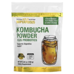 Комбуча із пробіотиками Kombucha Plus Probiotics California Gold Nutrition Superfood, порошок, 160 г