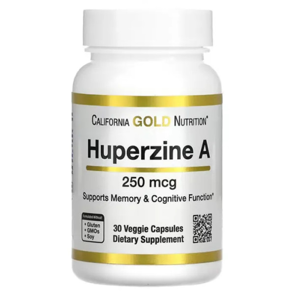 Гуперзин A, Huperzine A, California Gold Nutrition, 250 мкг, 30 веганських капсул