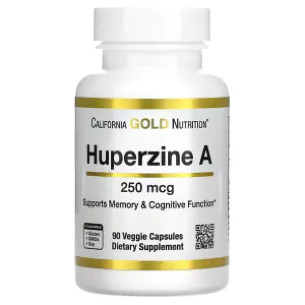 Гуперзин A, Huperzine A, California Gold Nutrition, 250 мкг, 90 веганських капсул