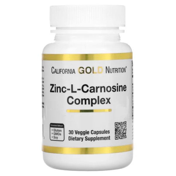 Цинк-L-Карнозін, комплекс, Zinc-L-Carnosine Complex, California Gold Nutrition, 30 капсул