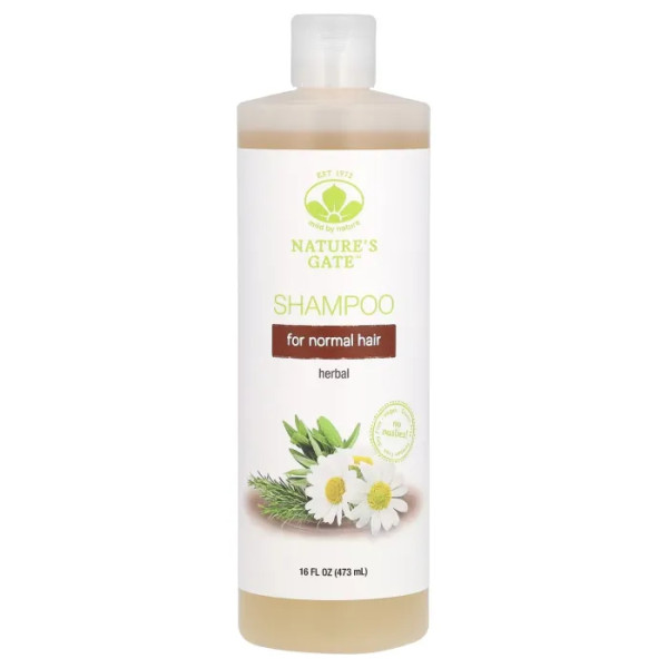 Шампунь для нормального волосся, Herbal Shampoo для Normal Hair, Mild By Nature, Nature's Gate, на основі трав, 473 мл