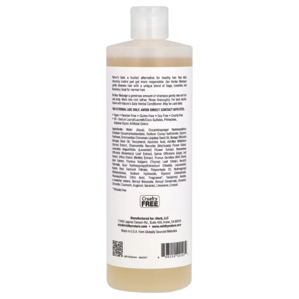 Шампунь для нормального волосся, Herbal Shampoo для Normal Hair, Mild By Nature, Nature's Gate, на основі трав, 473 мл