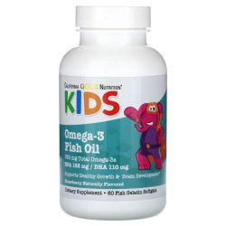 Омега-3 риб'ячий жир для дітей, Kid's Omega-3 Fish Oil California Gold Nutrition, натуральний полуничний смак, 60 капсул
