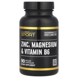 Цинк магний витамин B6, California Gold Nutrition Sport Zinc Magnesium and Vitamin B6, 90 вегетарианских капсул