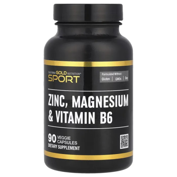 Цинк, магній та вітамін B6, Zinc, Magnesium, & Vitamin B6, Sport, California Gold Nutrition, 90 вегетаріанських капсул