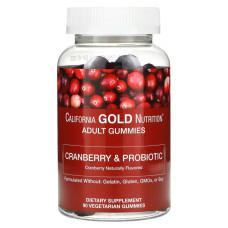 Жувальні цукерки з журавлиною та пробіотиками, California Gold Nutrition Cranberry and Probiotic Gummies, 90 цукерок