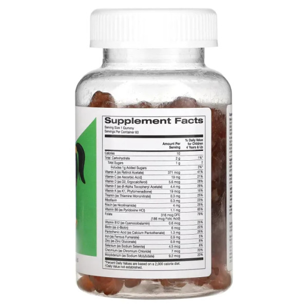 Мультивітаміни та мінерали для дітей, Multivitamin and Mineral For Children, California Gold Nutrition, без желатину, з натуральним смаком малини, 60 жувальних цукерок