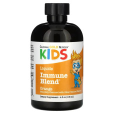 Імунна суміш для дітей, рідка, без спирту, апельсин, California Gold Nutrition Liquid Immune Blend For Children
