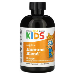 Иммунная смесь для детей, жидкая, без спирта, вкус апельсин, California Gold Nutrition Liquid Immune Blend For Children, 118 мл