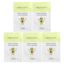 Тканинні маски для обличчя, Idealove 5 Beauty Sheet Masks, авокадо 5 шт по 20 мл