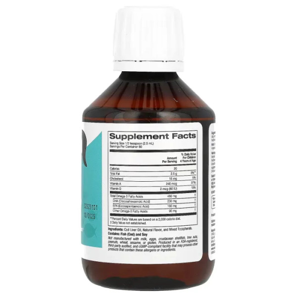 Норвезький жир із печінки тріски для дітей, Norwegian Kids Cod Liver Oil, California Gold Nutrition, з натуральним смаком полуниці, 200 мл