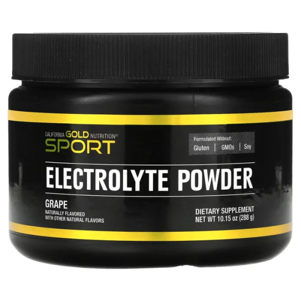 Електроліти, SPORT - Electrolyte Powder, California Gold Nutrition, з натуральним смаком винограду, 288 г