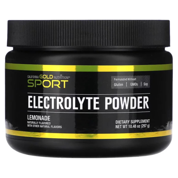 Електроліти, SPORT - Electrolyte Powder, California Gold Nutrition, з натуральним смаком лимонаду, 297 г