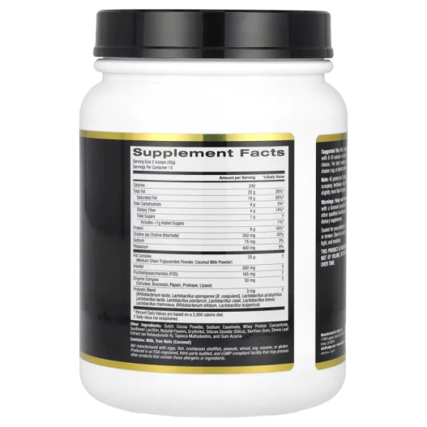 Кето-коктейль, Keto Shake, Sport, California Gold Nutrition, зі смаком шоколаду, 675 г