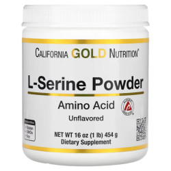 L-серин, L-Serine Powder AjiPure Amino Acid Каліфорнія Gold Nutrition, порошок, без смаку, 454 г