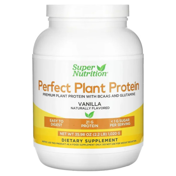 Протеїн, Perfect Plant Protein, Super Nutrition, рослинний, зі смаком ванілі, 1020 г