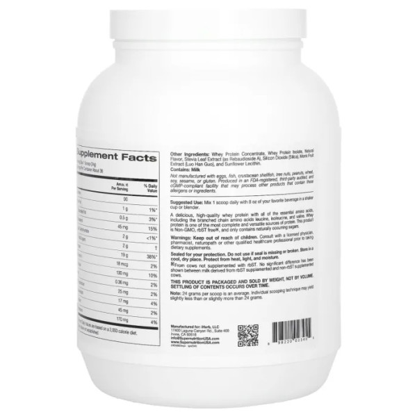 Сироватковий протеїн, Ultra Filtered Whey Protein Powder, Super Nutrition, ультрафільтрований, без ГМО, без р-БСТ, зі смаком ванілі, 908 г