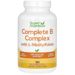 Витамины группы B с L метилфолатом, Super Nutrition Complete B Complex with L Methylfolate, 180 вегетарианских капсул