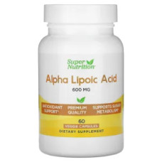 Альфа ліпоєва кислота 600 мг, Super Nutrition Alpha Lipoic Acid, 60 рослинних капсул